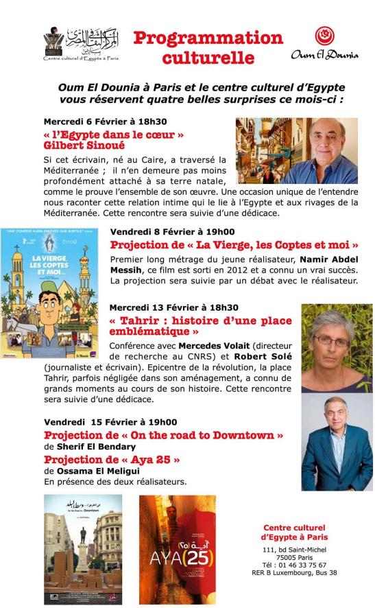 programme centre culturel d'egypte 