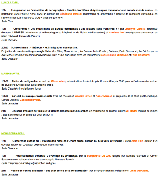 programme semaine arabe 2