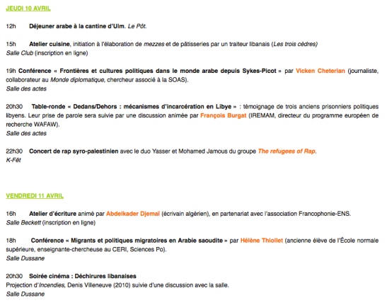 programme semaine arabe 3